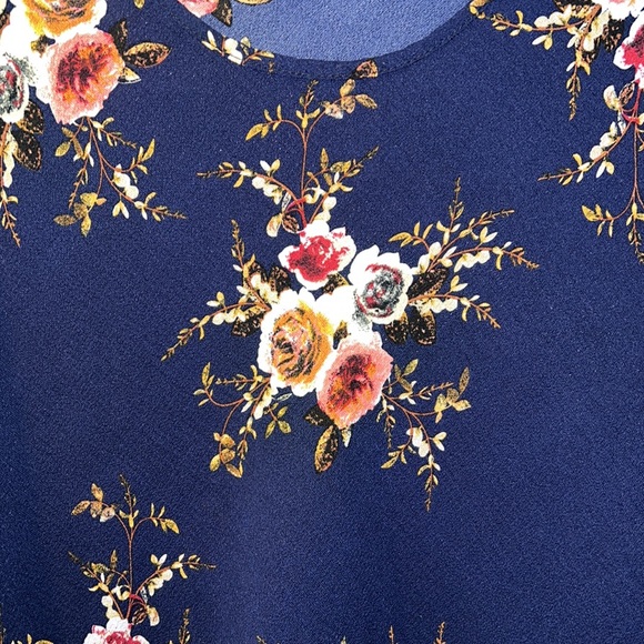 Women’s Floral Beach Cover Blue one size up to 2X Plus - Picture 2 of 3